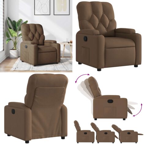 Sillón reclinable de tela marrón - Asiento cómodo - Reposapiés