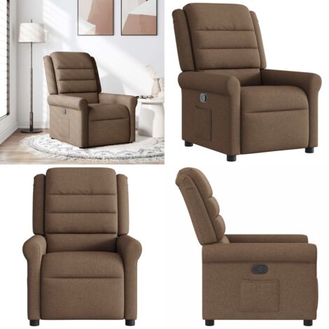Sillón reclinable de tela marrón - Asiento cómodo - Reposapiés