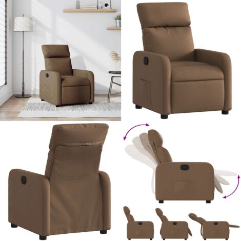 Sillón reclinable de tela marrón - Asiento cómodo - Reposapiés ajustable