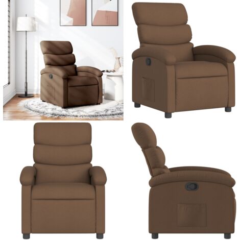 Sillón reclinable de tela marrón - Asiento cómodo - Reposapiés ajustable