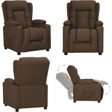Sillón reclinable de tela marrón - Asiento cómodo - Respaldo ajustable