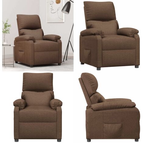 Sillón reclinable de tela marrón - Asiento cómodo - Respaldo ajustable