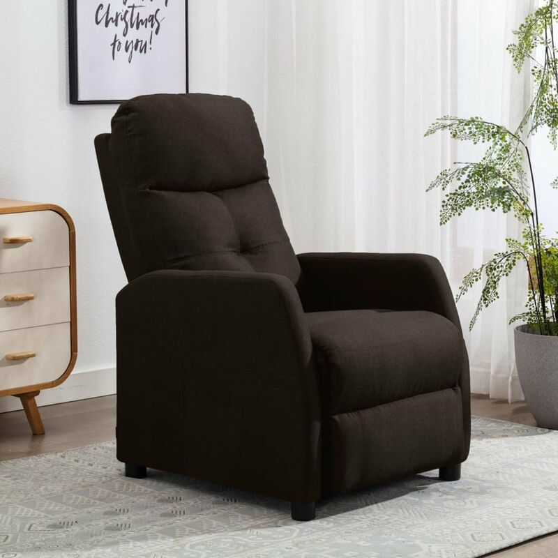 

Happyshopping - Sillon reclinable de tela marron oscuro