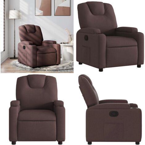 Sillón reclinable de tela marrón oscuro - Asiento cómodo - Reposapiés