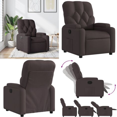 Sillón reclinable de tela marrón oscuro - Asiento cómodo - Reposapiés