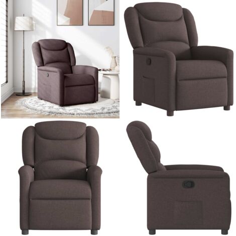 Sillón reclinable de tela marrón oscuro - Asiento cómodo - Reposapiés