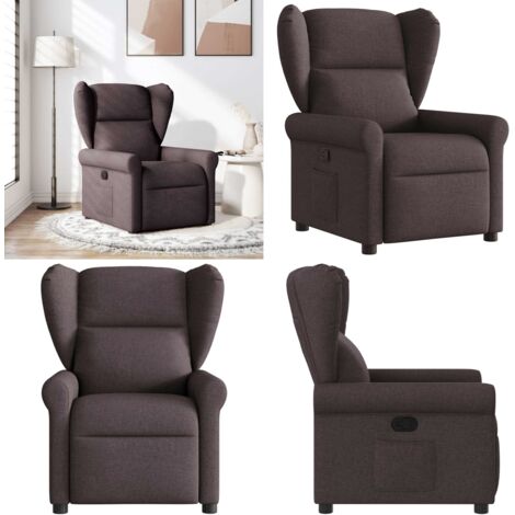 Sillón reclinable de tela marrón oscuro - Asiento cómodo - Reposapiés