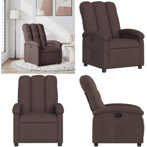 Sillón reclinable de tela marrón oscuro - Asiento cómodo - Reposapiés ajustable