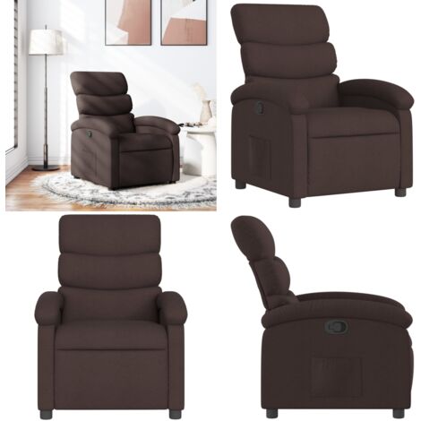 Sillón reclinable de tela marrón oscuro - Asiento cómodo - Reposapiés ajustable