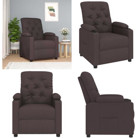 Sillón reclinable de tela marrón oscuro - Asiento cómodo - Tela