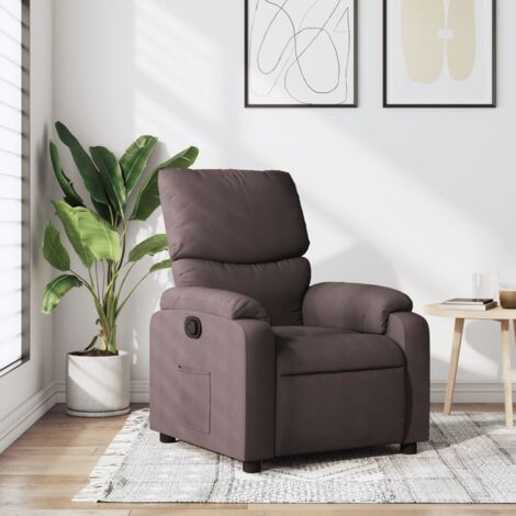 Sillón reclinable de tela marrón oscuro vidaXL