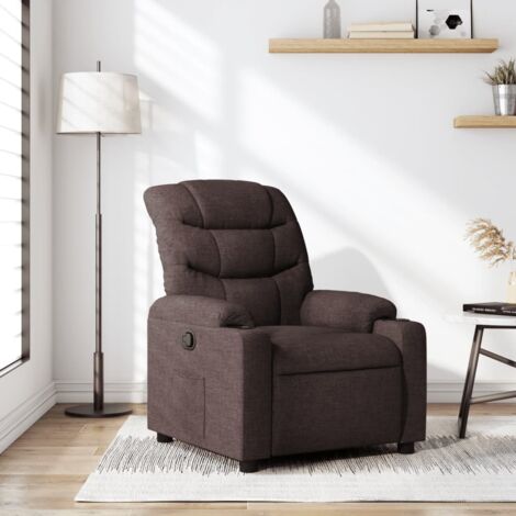 Sillón reclinable de tela marrón oscuro vidaXL