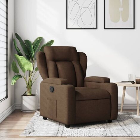 Sillón reclinable de tela marrón vidaXL