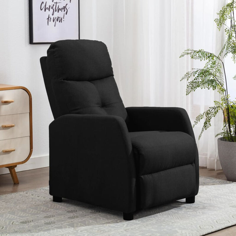 

Happyshopping - Sillon reclinable de tela negro