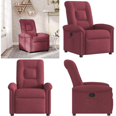 Sillón reclinable de tela rojo tinto - Asiento cómodo - Reposapiés