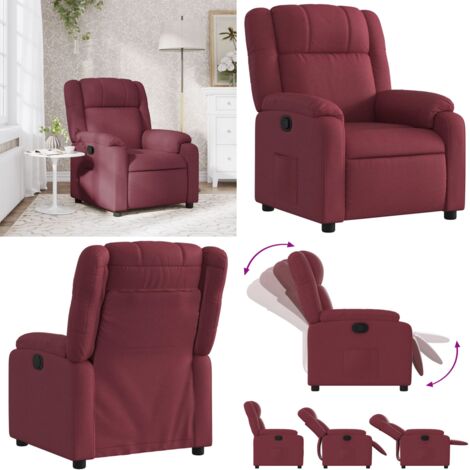 Sillón reclinable de tela rojo tinto - Asiento cómodo - Reposapiés