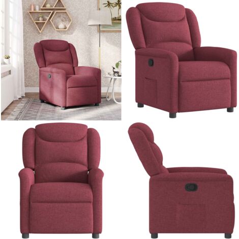 Sillón reclinable de tela rojo tinto - Asiento cómodo - Reposapiés