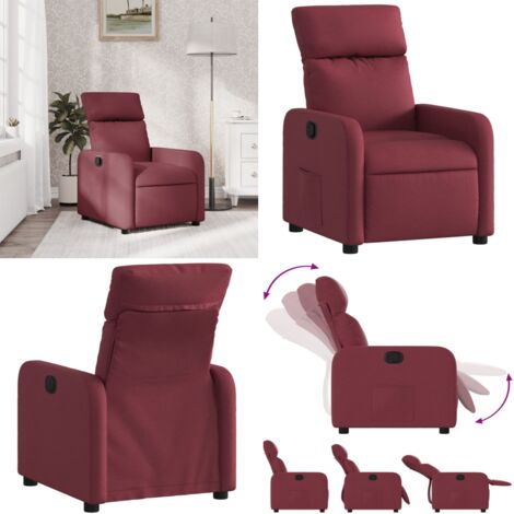 Sillón reclinable de tela rojo tinto - Asiento cómodo - Reposapiés ajustable