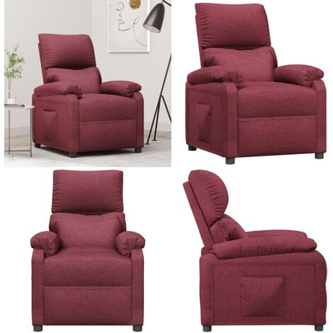 Sillón reclinable de tela rojo tinto - Asiento cómodo - Tela