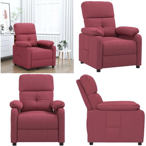 Sillón reclinable de tela rojo tinto - Asiento cómodo - Tela