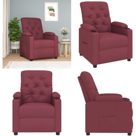 Sillón reclinable de tela rojo tinto - Asiento cómodo - Tela