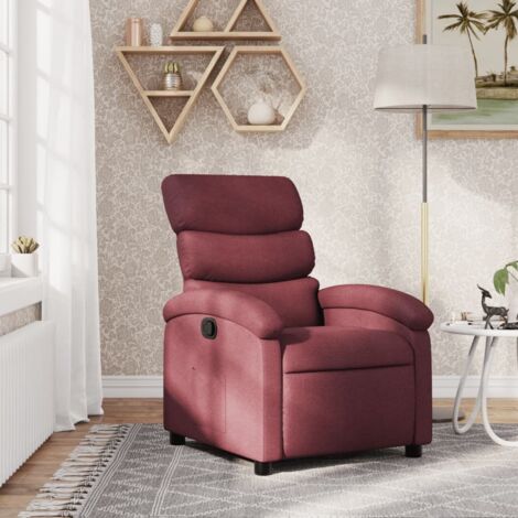 Sillón reclinable de tela rojo tinto vidaXL