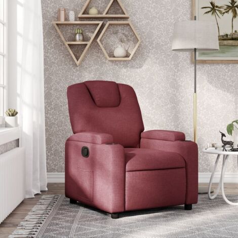 Sillón reclinable de tela rojo tinto vidaXL
