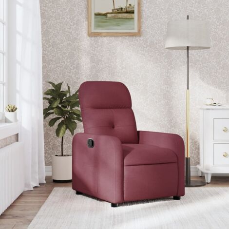 Sillón reclinable de tela rojo tinto vidaXL