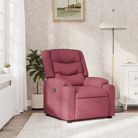 Sillón reclinable de tela rojo tinto vidaXL