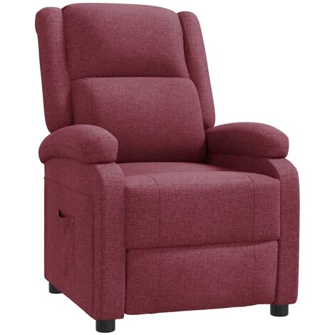 Sillón reclinable de tela rojo tinto vidaXL