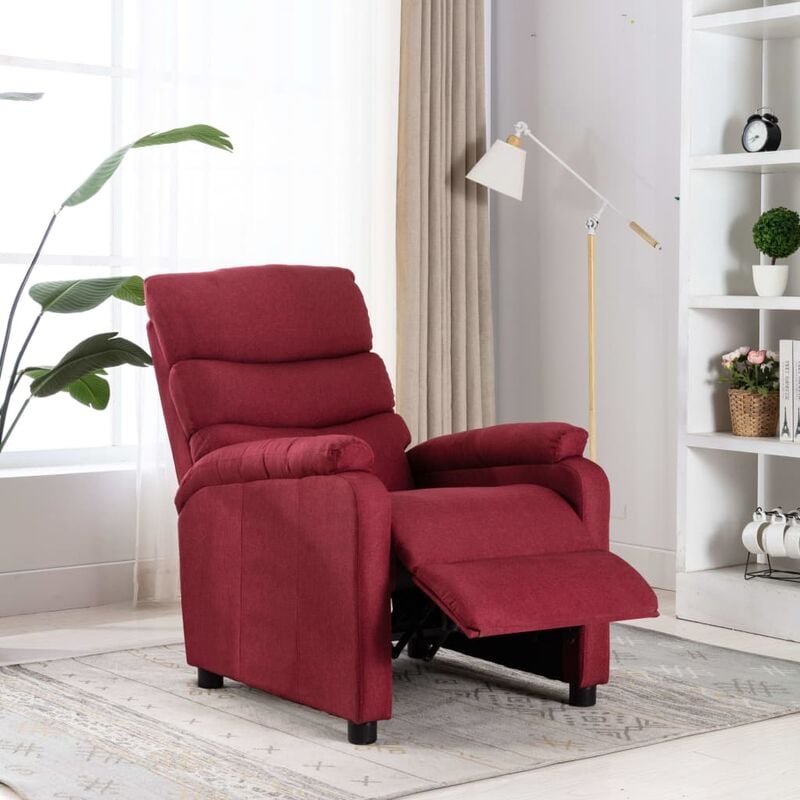 

Sillón reclinable de tela rojo vino tinto