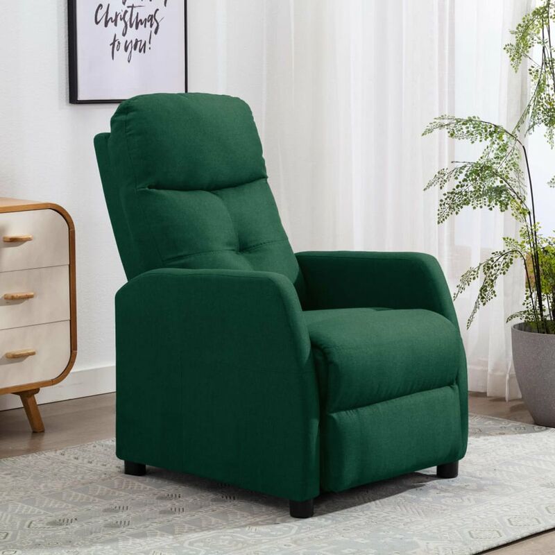 

Happyshopping - Sillon reclinable de tela verde oscuro