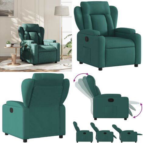 Sillón reclinable de tela verde oscuro - Asiento cómodo - Reposapiés