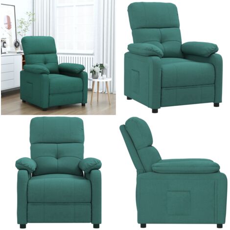 Sillón reclinable de tela verde oscuro - Asiento cómodo - Reposapiés
