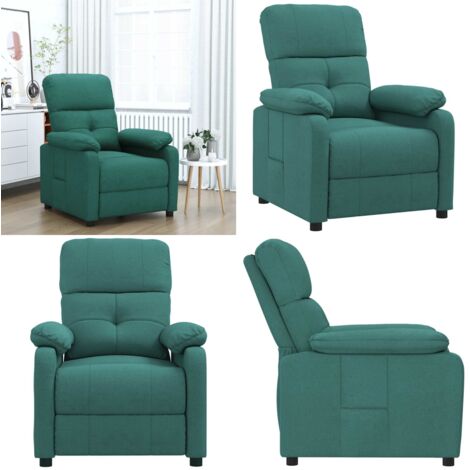 Sillón reclinable de tela verde oscuro - Asiento cómodo - Tela verde