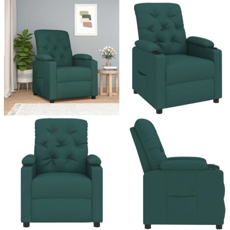 Sillón reclinable de tela verde oscuro - Asiento cómodo - Tela verde oscuro