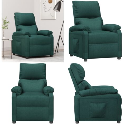 Sillón reclinable de tela verde oscuro - Asiento cómodo - Tela verde oscuro