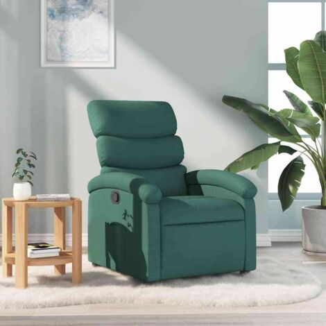 Sillón reclinable de tela verde oscuro vidaXL