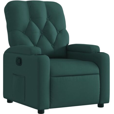 Sillón reclinable de tela verde oscuro vidaXL