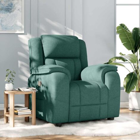 Sillón reclinable de tela verde oscuro vidaXL