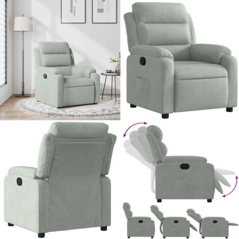 Sillón reclinable de terciopelo gris claro - Asiento cómodo - Terciopelo gris claro