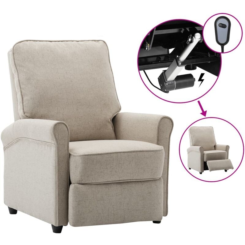 

Sillón reclinable eléctrica para TV de tela color crema