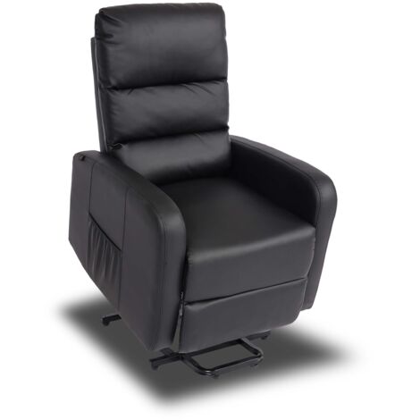 Sillón reclinable eléctrico con función de elevación de 3 posiciones reclinable piel sintética negra 040010416