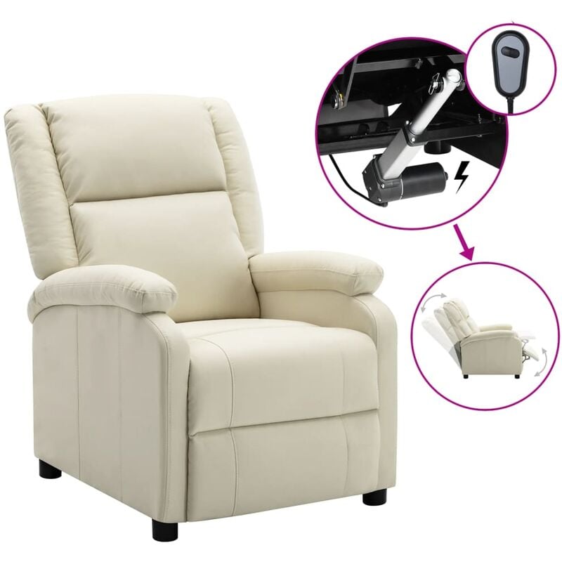 

Sillón reclinable eléctrico cuero sintético blanco