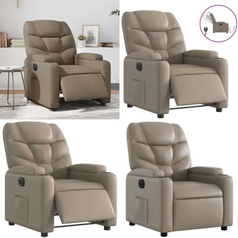 Sillón reclinable eléctrico de cuero sintético color capuchino - Asiento reclinable - Cuero sintético