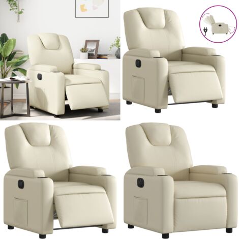 Sillón reclinable eléctrico de cuero sintético crema - Asiento reclinable - Cuero sintético