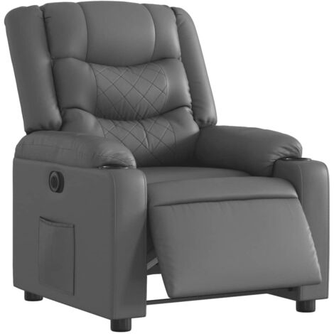Sillón reclinable eléctrico de cuero sintético gris vidaXL