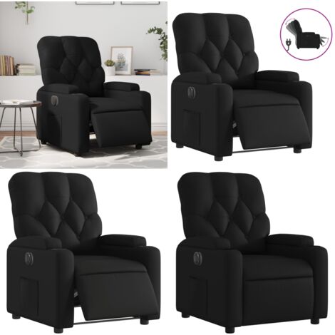 Sillón reclinable eléctrico de cuero sintético negro - Asiento reclinable - Reposapiés eléctrico