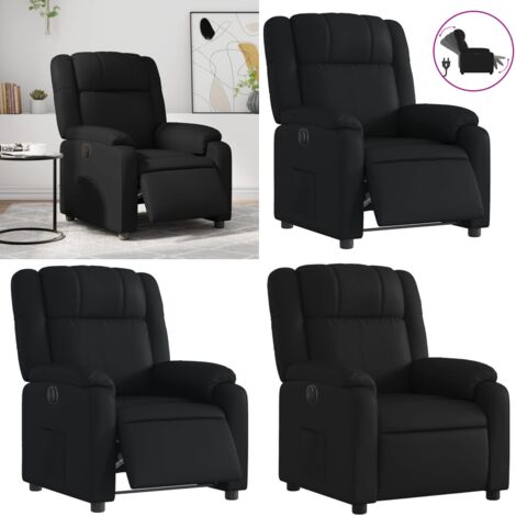 Sillón reclinable eléctrico de cuero sintético negro - Asiento reclinable - Reposapiés eléctrico