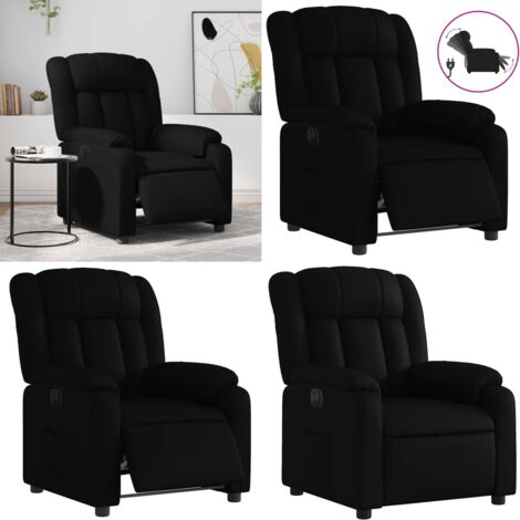 Sillón reclinable eléctrico de cuero sintético negro - Asiento reclinable - Reposapiés eléctrico